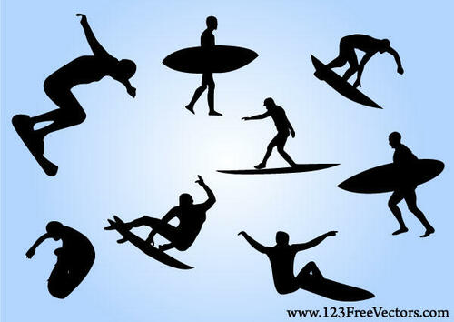 Surfer silhouettes