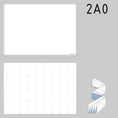 2A0 størrelse tekniske tegninger papirmønster mal vector