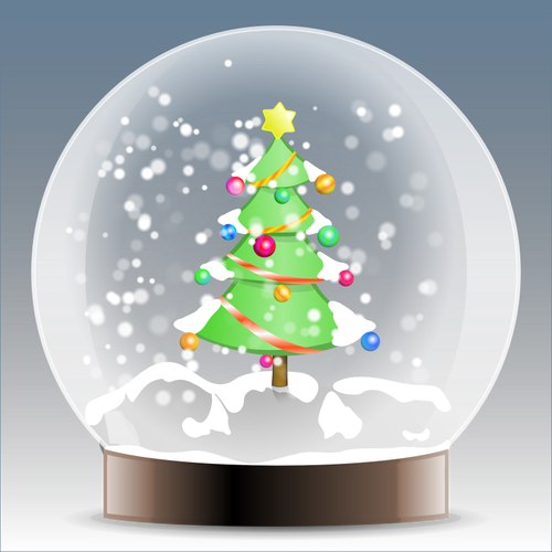 Christmas tree snow globe vector graphics