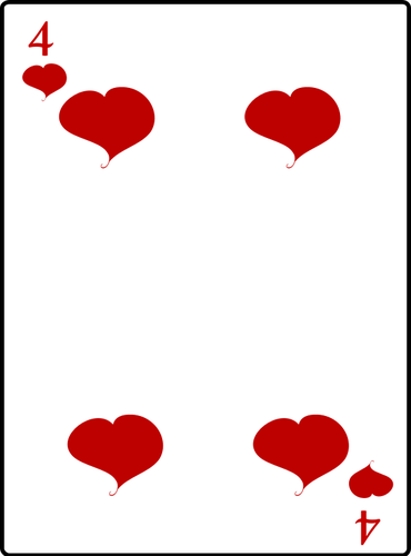 Four of hearts playing card vector illustration