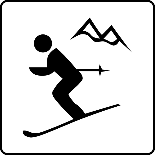 स्कीइंग सुविधाएं उपलब्ध साइन के ड्राइंग वेक्टर