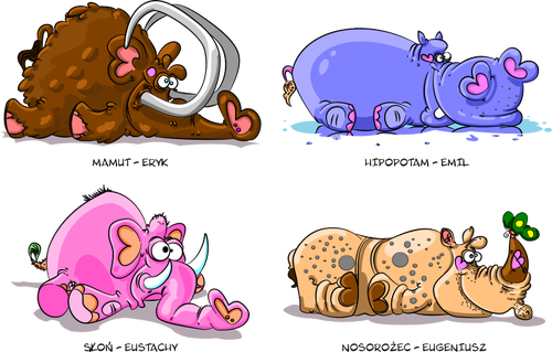 Four funny animals vector