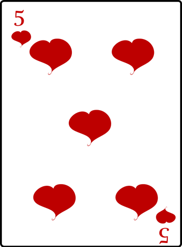 Fünf der Herzen Spielkarte Vektor-Bild