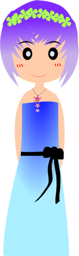 Мультфильм девочка с цветами в ее волосы векторной графики