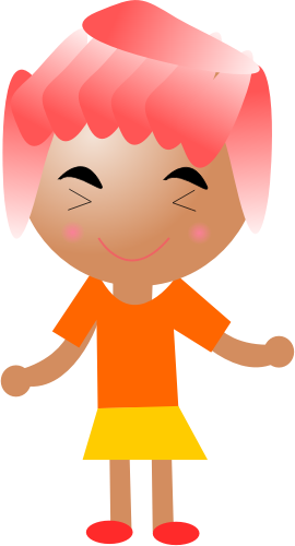 Smiling girl with pink hair