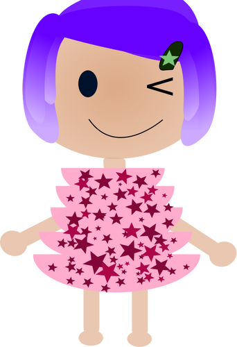 Winking girl in starry dress