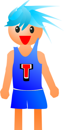 नीले बालों के साथ बास्केटबॉल खिलाड़ी