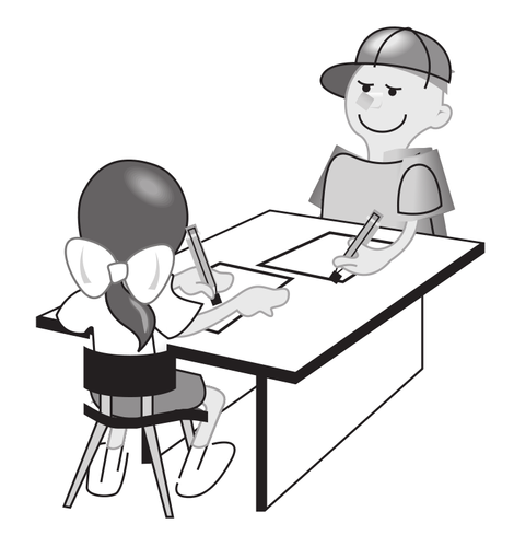 Vector illustration of kids drawing