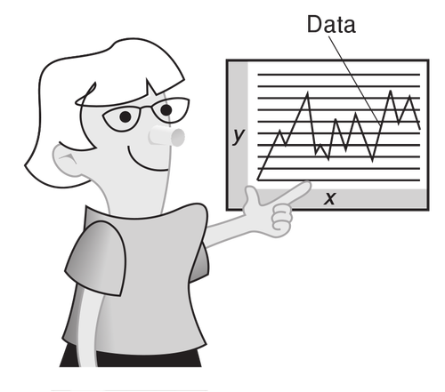 Woman presenting data vector illustration