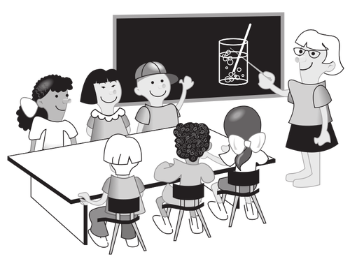 Kids in classroom vector illustration