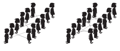 Vector image of kids in rows