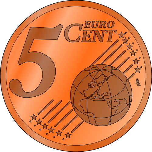 5 유로 센트 동전의 벡터 이미지