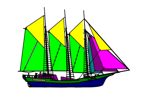 Colorful sailing ship vector drawing