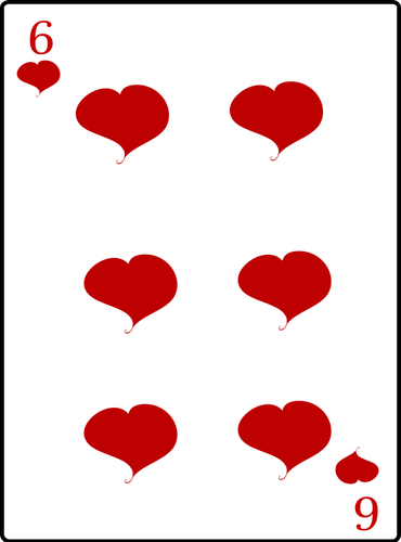 Sześć z serca kart do gry