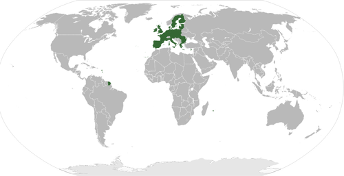 Europe disorot pada peta dunia vektor ilustrasi