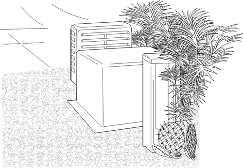 矢量图像的建筑外墙上的植物