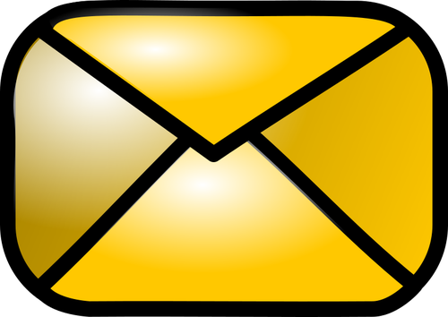 Vektorikuva kiiltävän keltaisesta sähköpostiverkkokuvakkeesta