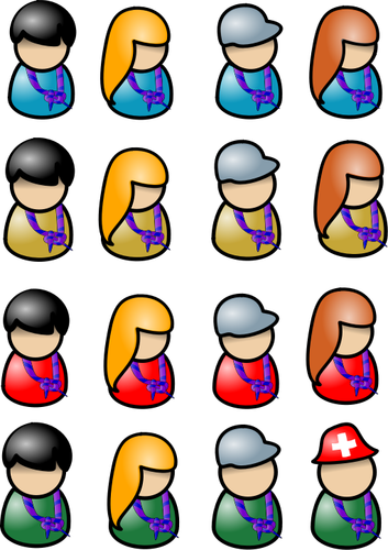 Vector image of user icons set with scarve