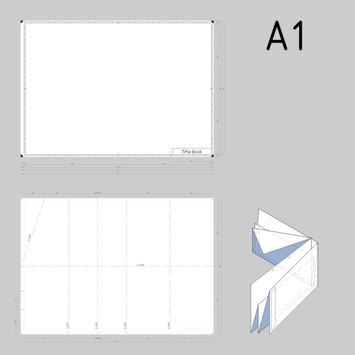 שרטוטים טכניים נייר תבנית וקטורית ציור בגודל A1