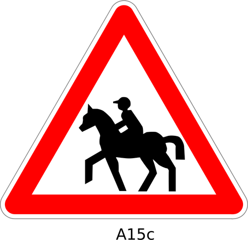 Horse rider on road traffic sign vector image