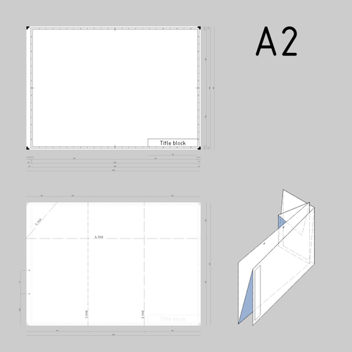 A2 velké technické výkresy papíru šablonu vektorové grafiky