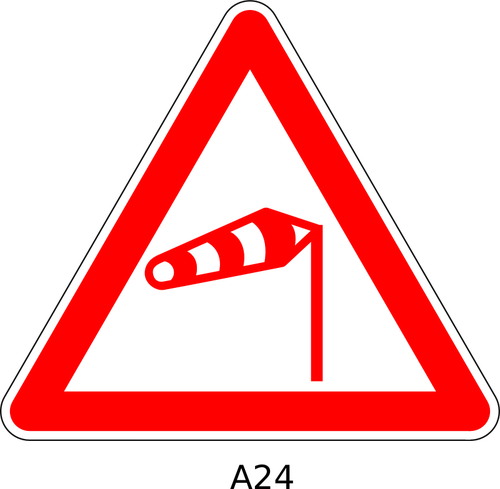 Clipart vectorial de fuerte vientos señal de tráfico triangular