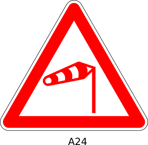 Vector clip art of strong winds triangular road sign