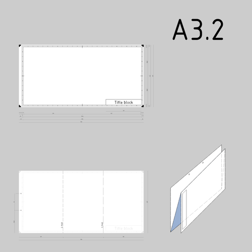 A3.2 velké technické výkresy papíru šablonu vektorové ilustrace