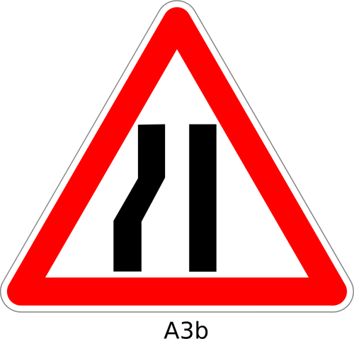 Road narrows sign vector