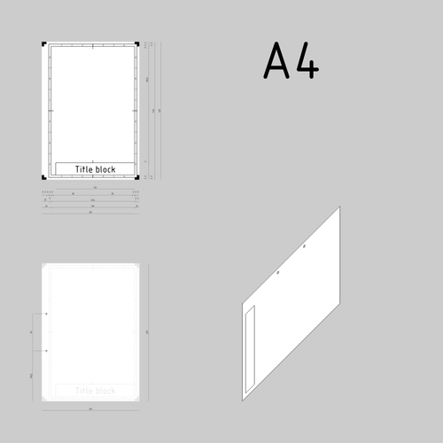 A4 आकार के तकनीकी चित्र कागज टेम्पलेट वेक्टर छवि