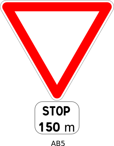 Arrêt à 150m route signe image vectorielle