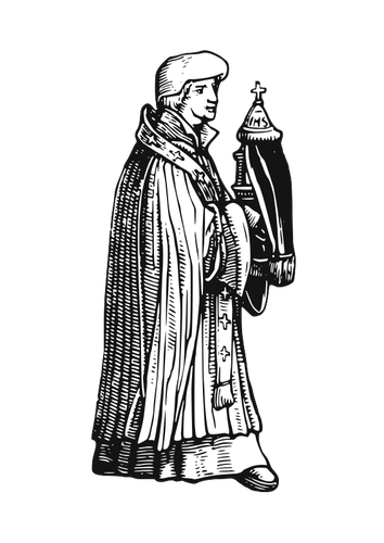 Medieval priest with sacrament vector