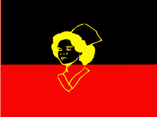 Flag with portrait of nurse vector drawing