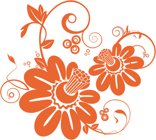 2 つのオレンジ色の花のベクトル図面