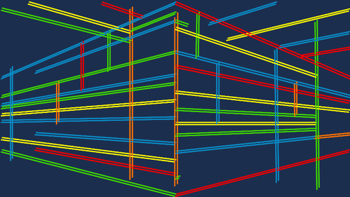 Immagine di colore linee digitali criss attraversato su priorità bassa blu