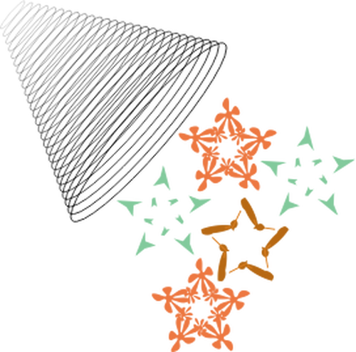 Gráficos vetoriais de lâmpada abstrata e flocos de neve