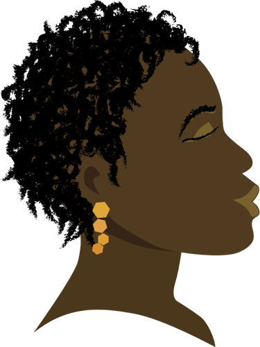 African girl with closed eyes profile vector drawing