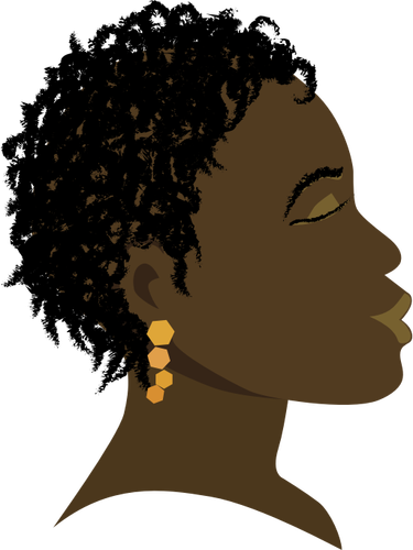 African girl with closed eyes profile vector drawing