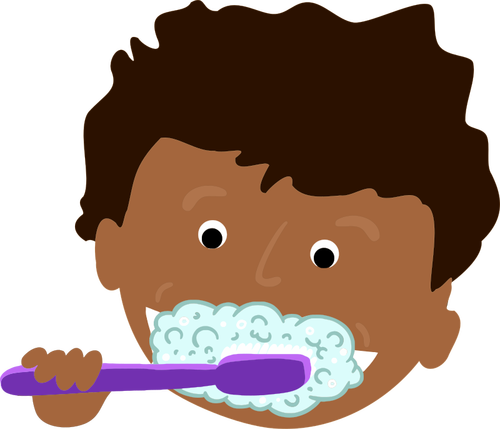 African kid brushing teeth