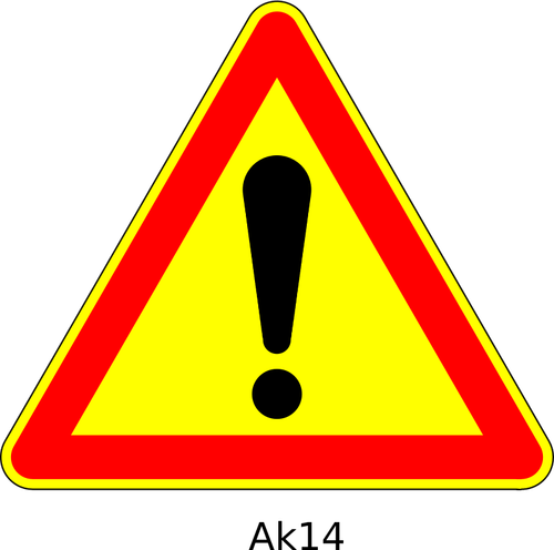 Vector drawing of danger ahead triangular temporary road sign