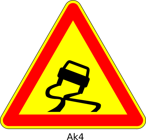 Imagem vetorial de sinal de trânsito temporário triangular de estrada escorregadia