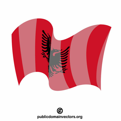 アルバニア国旗を振る