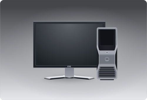 Computer CPU and monitor vector iamge