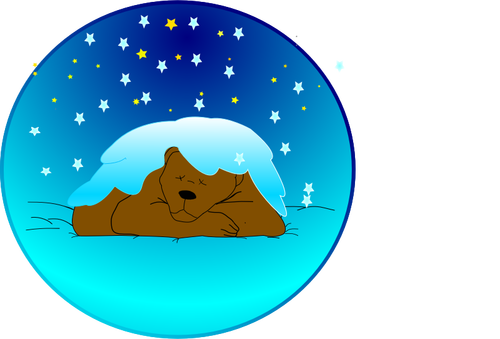 Brown bear sleeping in winter vector drawing