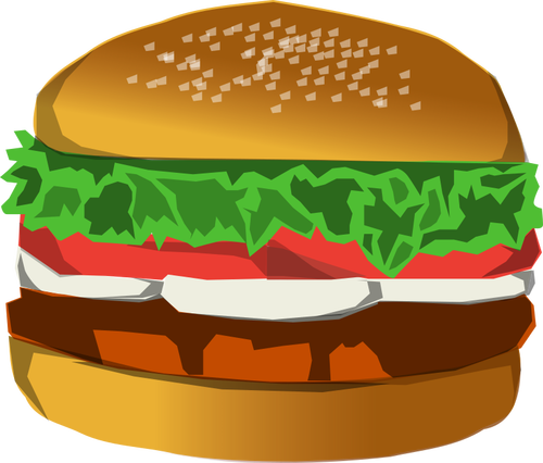 Burger with lettuce and tomato