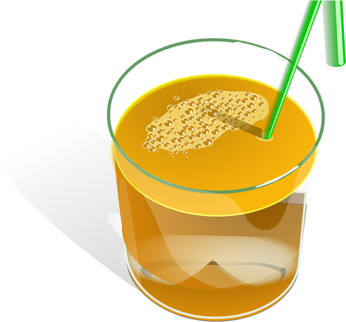 رسم متجه للعصير في كوب مع قش أخضر