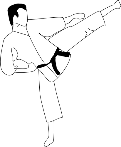 Vector clip art of man in karate pose