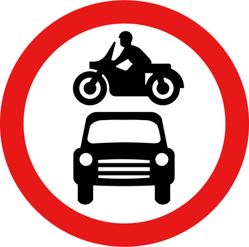 No motor vehicles vector road sign