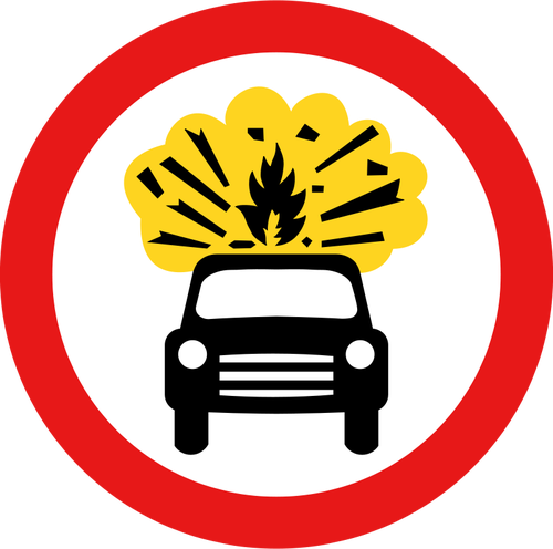 No vehicles carrying explosives vector sign