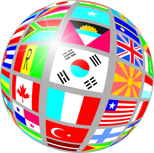 شكل الكرة الأرضية مع الأعلام